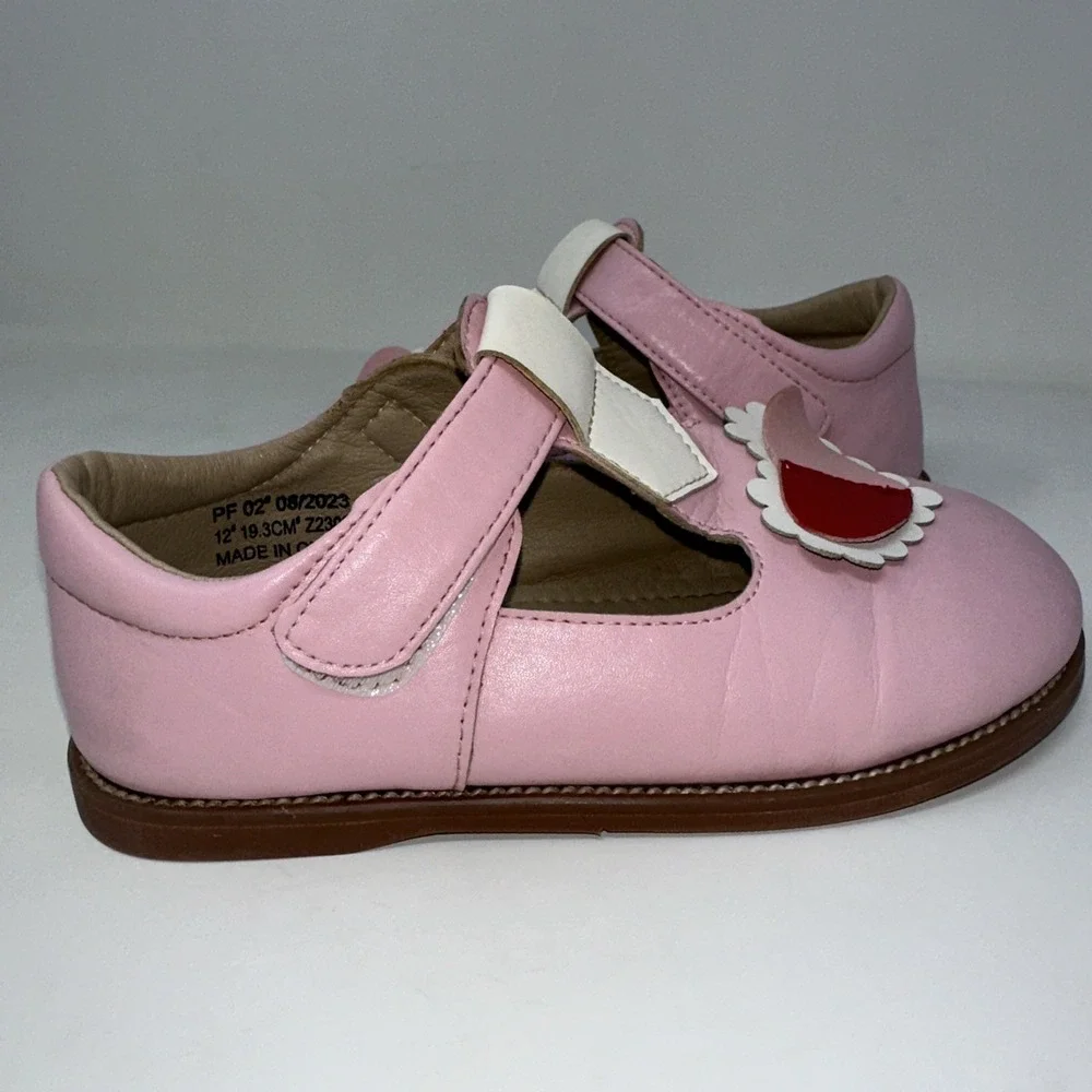 PLGELGTOXI Toddler Girls‎ Pink Leather Heart T-Strap Mary Jane Shoes - Size 12
